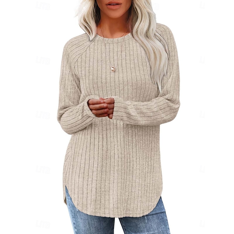 Women's Blouse Solid Color Stylish Casual Long Sleeve Crew Neck Regular Tops Daily Ruched White Fuchsia Light Grey Beige Light Blue Spring Fall Winter
