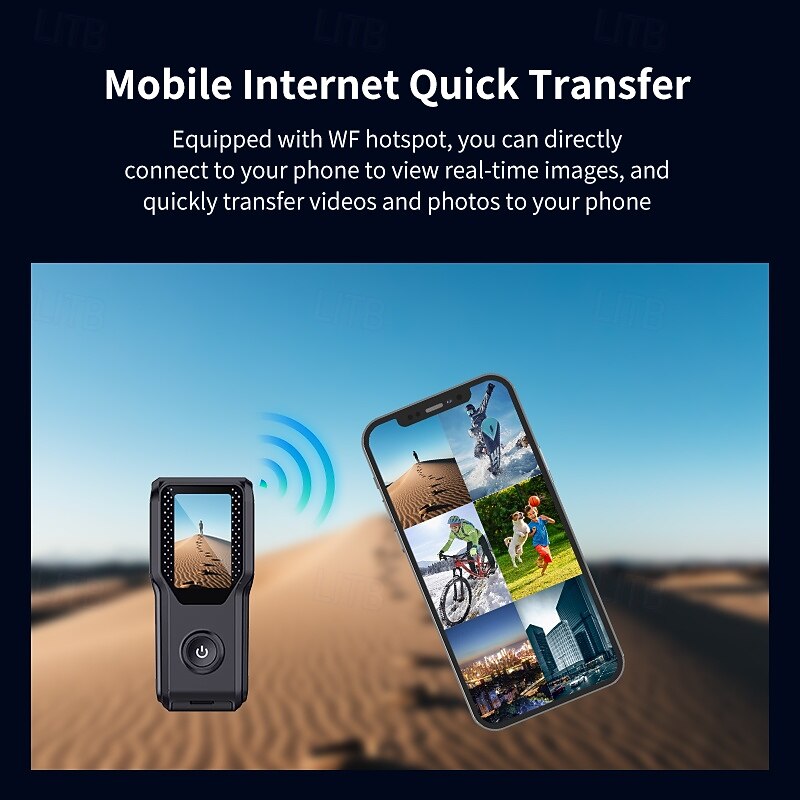 PD3 Action Camera Portable Rechargeable Recording Image and Video Function Waterproof Mini 1.18 inch 2.0MP CMOS 1080p 128 GB Gift3