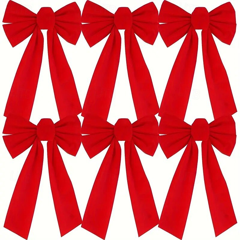 10/20pcs Christmas Ribbon Bows Ornaments Xmas Tree Decorations – Large Red Velvet Bows, 13x9 Inch, Elegant Holiday Decor for Wreaths, Tree, Gifts, Indoor/Outdoor Party4