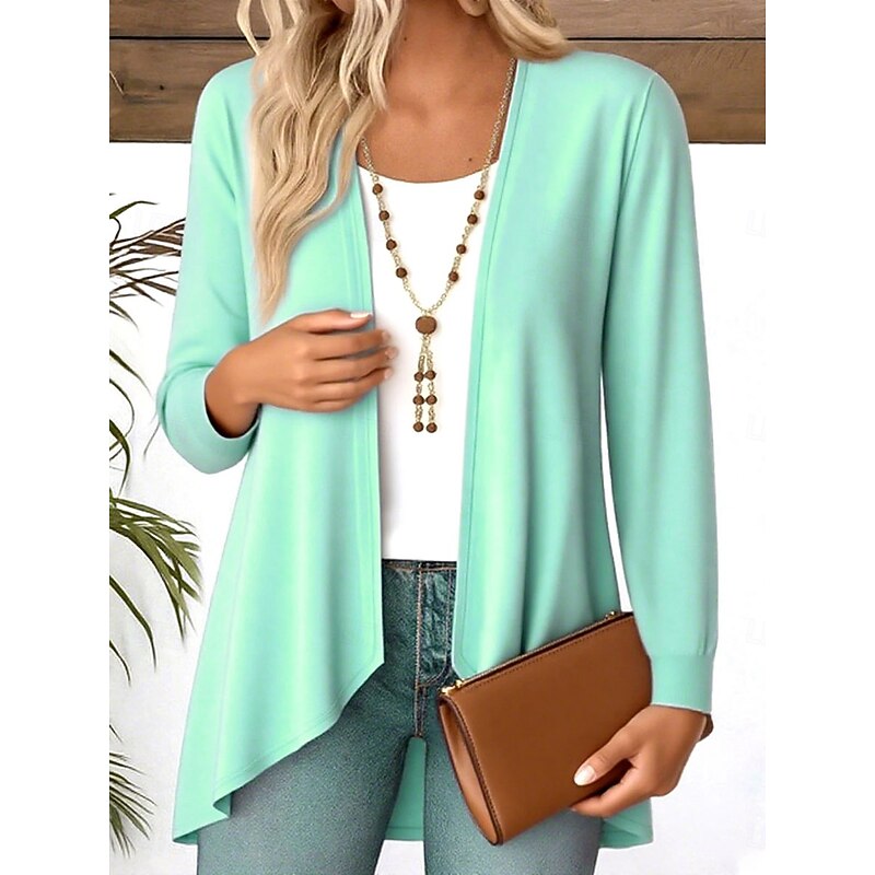 Women's Shirt Flowy Tops Solid Color Graphic Plain Elegant Vintage Tropical Long Sleeve Regular Tops Daily Holiday Asymmetric Hem Draped Blue Orange Green Spring Fall Winter3