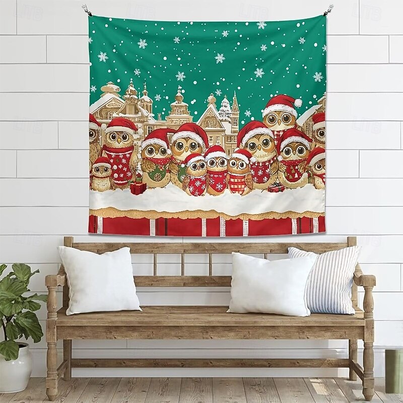 Christmas Tapestry Banners Blanket Winter Wonderland Little Bear Cozy Party Living Room Dorm Shooting Backgrounds Yard Gift Home Decor4