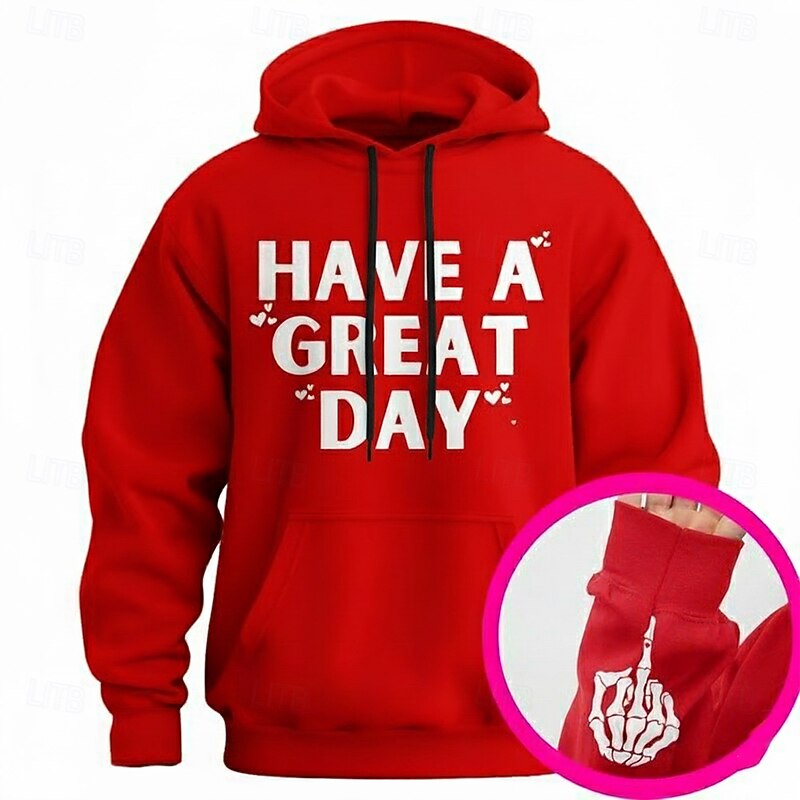 Men's Funny Hoodie Sweatshirt Fashion Cool Crew Neck Outdoor Party Streetwear Black Red Drawstring 3D Fall Winter Designer2