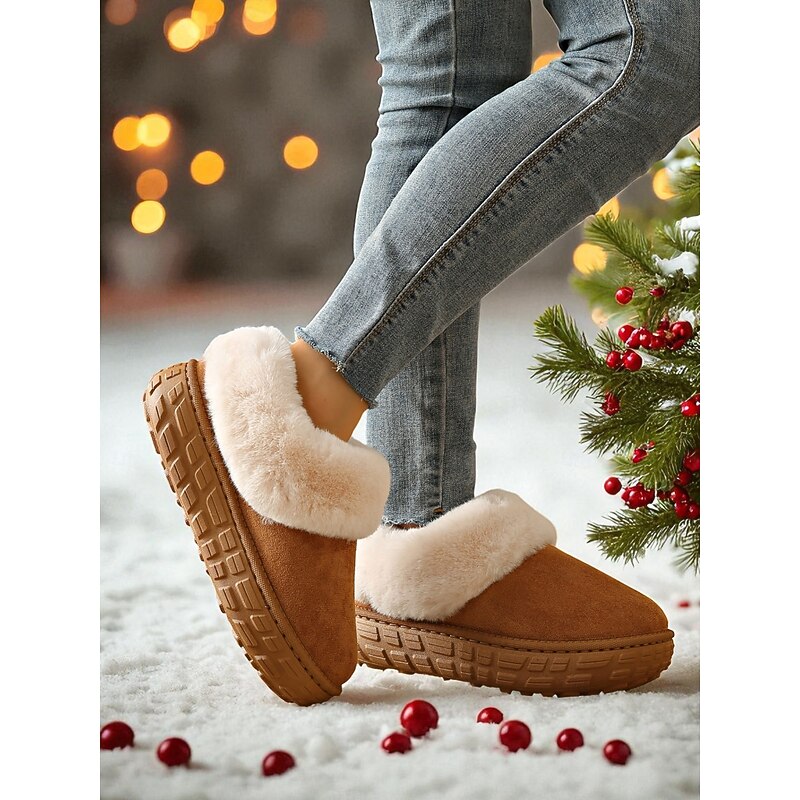 Women's Faux Fur Lined Winter Boots with Non-Slip Sole, Cozy Warm Outdoor Booties for Cold Weather Outdoor Wear4