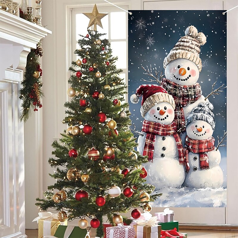 Christmas Tapestry Posters Door Cover Snowman Cute 3D Party Dorm Teens Room College Dorm Guys Man Cave Frat Bedroom Shooting Backgrounds Home Decor3