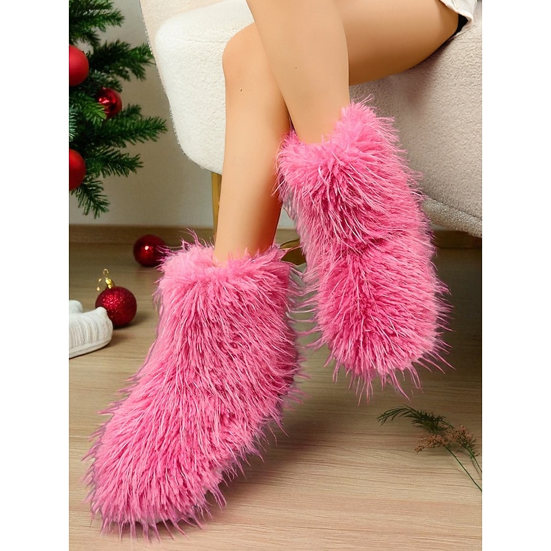 Women's Fluffy Faux Fur Snow Boots, Warm Winter Ankle Boots for Indoor & Outdoor Wear, Cozy Plush Shoes for Christmas, Ski Trips & Cold Weather4