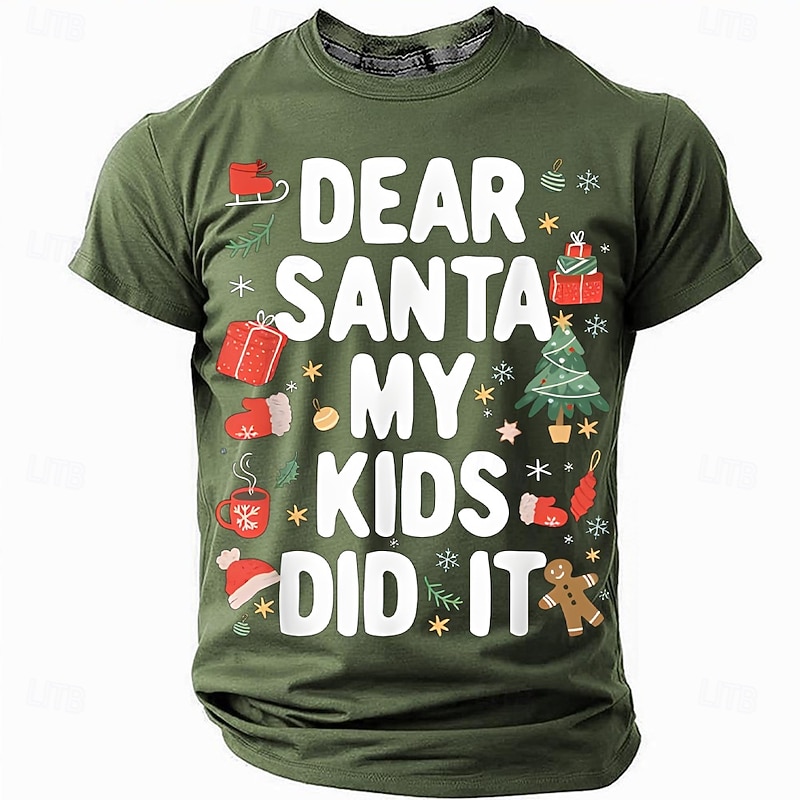 Christmas Funny 'Dear Santa My Kids Did It' Men's Short Sleeve Crewneck T-Shirt, Holiday Humor Tee, Gag Gift for Dad or Friend2