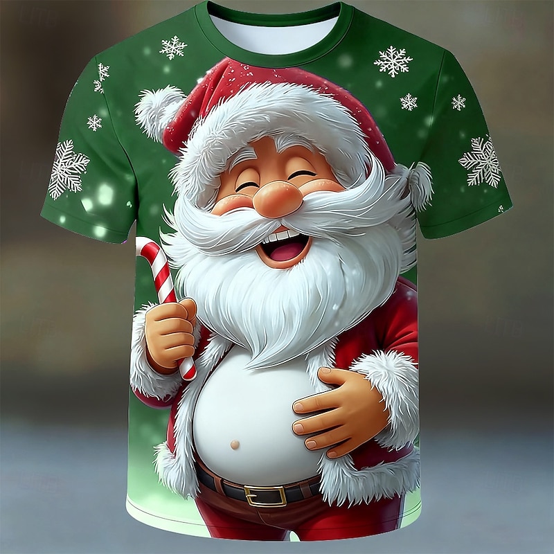 Christmas Men's Santa Claus T Shirt Short Sleeve T shirt 3D Print Crew Neck Shirt Daily Designer Artistic Vacation Party Street Red Blue Purple All Seasons Clothing Apparel S M L XL XXL XXXL4