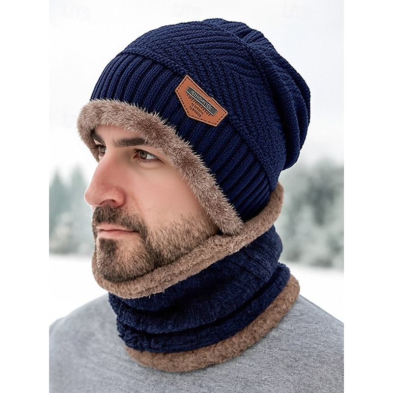 Unisex Knit Beanie Hat and Neck Gaiter Set, Fleece Lined Winter Warm 2-Piece, Cozy Christmas Gift for Outdoor Sports, Skiing & Daily Wear2