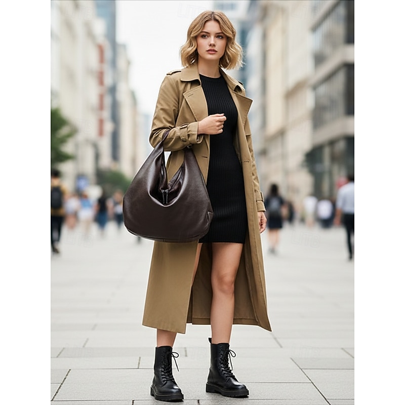 Women's Large Faux Leather Hobo Bag, Casual Slouchy Shoulder Handbag with Zipper, Vintage Tote Purse for Work, Travel, Shopping & Daily Use3