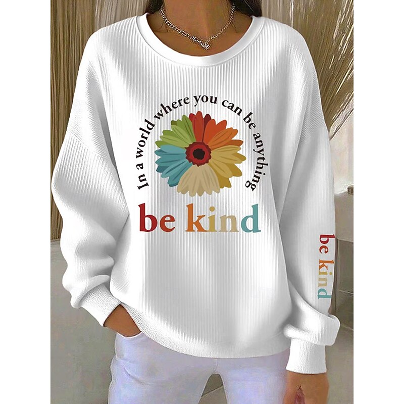 Women's Sweatshirts Graphic Letter Vintage Casual Long Sleeve Crew Neck Regular Tops Street Dailywear Casual Print White Yellow Pink Blue Spring Fall Winter3