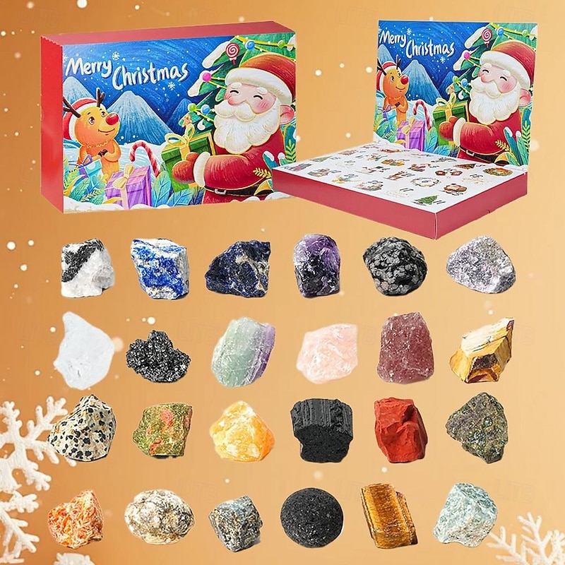 Christmas Advent Calendar 24 Days Rock Collection Christmas Countdown Calendar Rock Minerals 24 Day Christmas Countdown Christmas Kids Gifts Gemstone Blind Box4