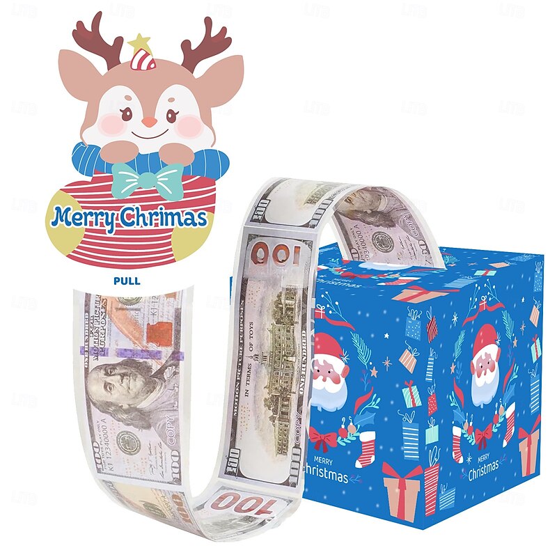 Christmas Surprise Gift Money Box, Cartoon Laminated Pull-Out Cash Box, Fun Holiday Xmas Gift for Kids and Adults3