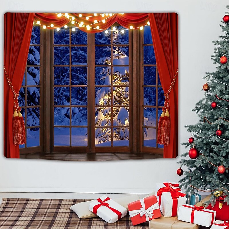 Christmas Tapestry Banners Blanket Winter Wonderland 3D Cozy Party Living Room Dorm Shooting Backgrounds Yard Gift Home Decor2