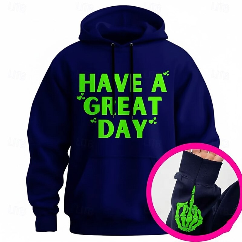 Men's Funny Hoodie Sweatshirt Fashion Cool Crew Neck Outdoor Party Streetwear Black Red Drawstring 3D Fall Winter Designer3