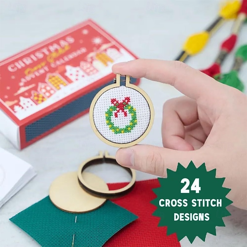 Christmas Cross Stitch Advent Calendar, Christmas Countdown Advent Calendar Embroidery Kit 2025, 24 Days Countdown Advent Calendar Gift for Beginners and Craft Lovers3