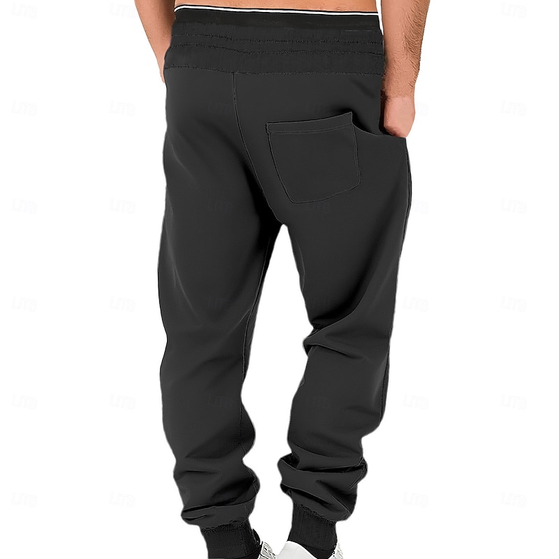 Men's Sweatpants Joggers Fleece Pants Trousers Drawstring Elastic Waist Plain Moisture Wicking Breathable Full Length Sports Outdoor Casual Daily Fashion Streetwear Black Wine Stretchy3