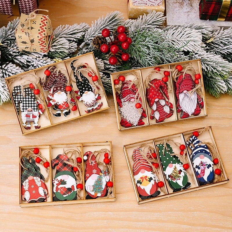 Christmas Wooden Hanging Ornament, Hand-Painted Cute Forest Character Decoration, Holiday Home Decor and Xmas Gift, Wooden Pendant - Main Image