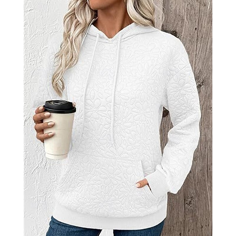 Women's Pullover Hoodies Plain Fashion Casual Long Sleeve Hooded Regular Tops Street Dailywear Pocket Black White Wine Navy Blue Brown Fall Winter3