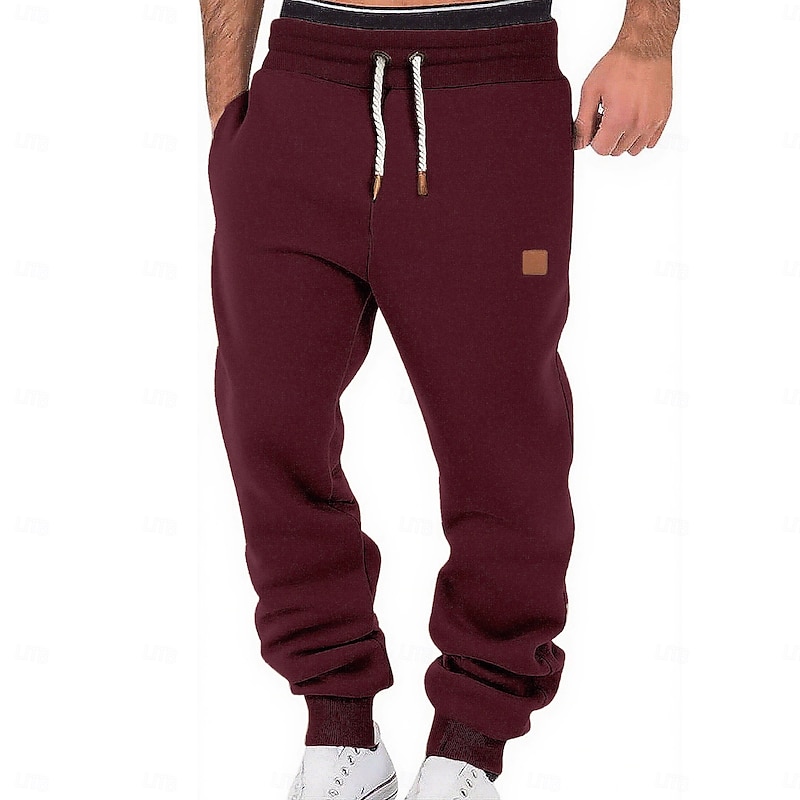Men's Sweatpants Joggers Fleece Pants Trousers Drawstring Elastic Waist Plain Moisture Wicking Breathable Full Length Sports Outdoor Casual Daily Fashion Streetwear Black Wine Stretchy