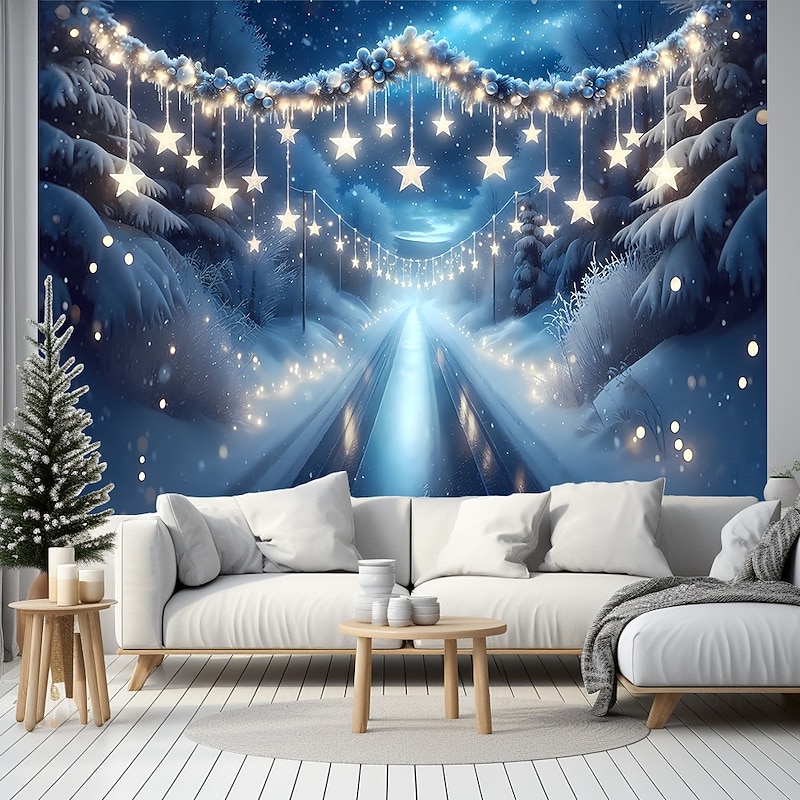 Christmas Tapestry Banners Blanket Santa Claus Winter Wonderland Cozy Party Living Room Dorm Shooting Backgrounds Yard Gift Home Decor4
