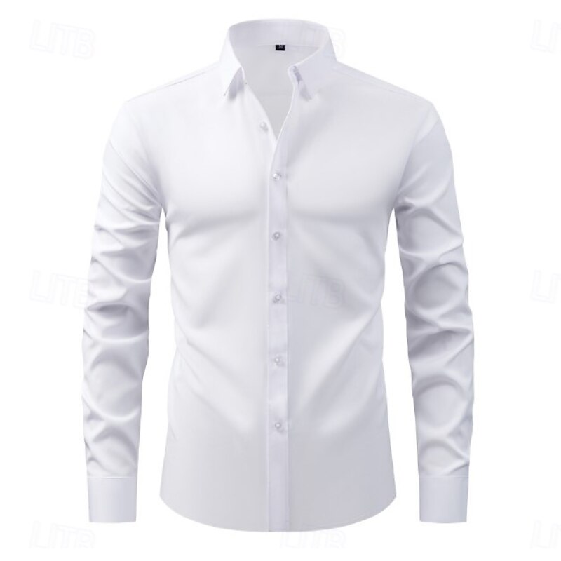 Men's Dress Shirt Plain Wedding Outdoor Black White Wine Navy Blue Long Sleeve Turndown N / A Clothing Apparel Mismatched