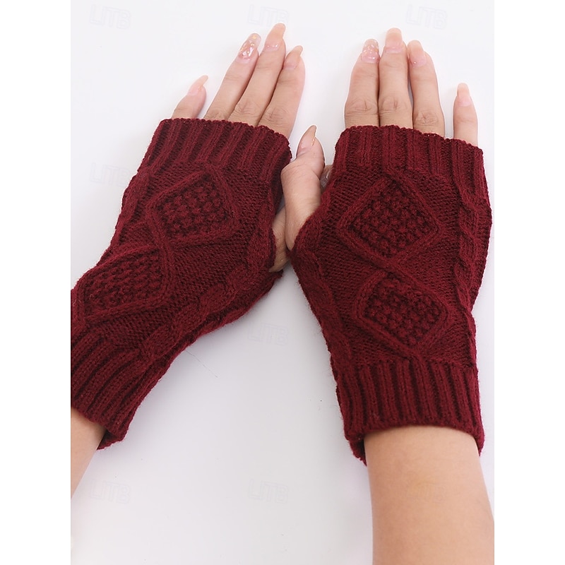 Women's Knitted Fingerless Gloves, Cozy Winter Cable Knit Hand Warmers, Stylish Christmas Gift Accessories for Ladies3