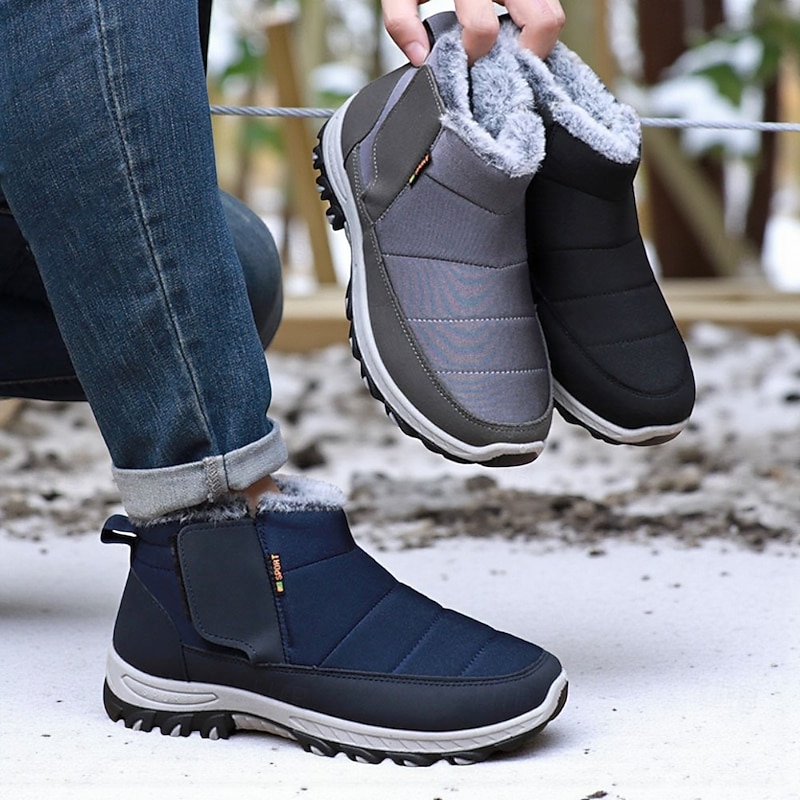 Men's Warm Winter Snow Boots with Fur Lining, Non-Slip Outdoor Ankle Shoes for Cold Weather Hiking and Casual Wear4