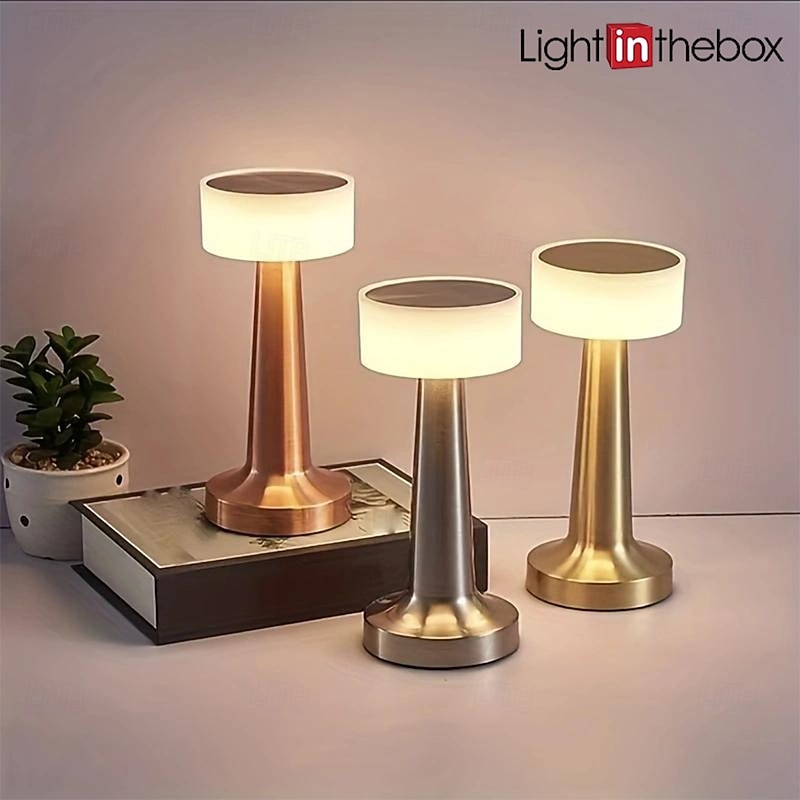Portable Rechargeable LED Table Lamp with Touch Sensor Dimming Perfect for Bedroom, Living Room Office, College Dorm Bar Party Dinner and Restaurant Decor