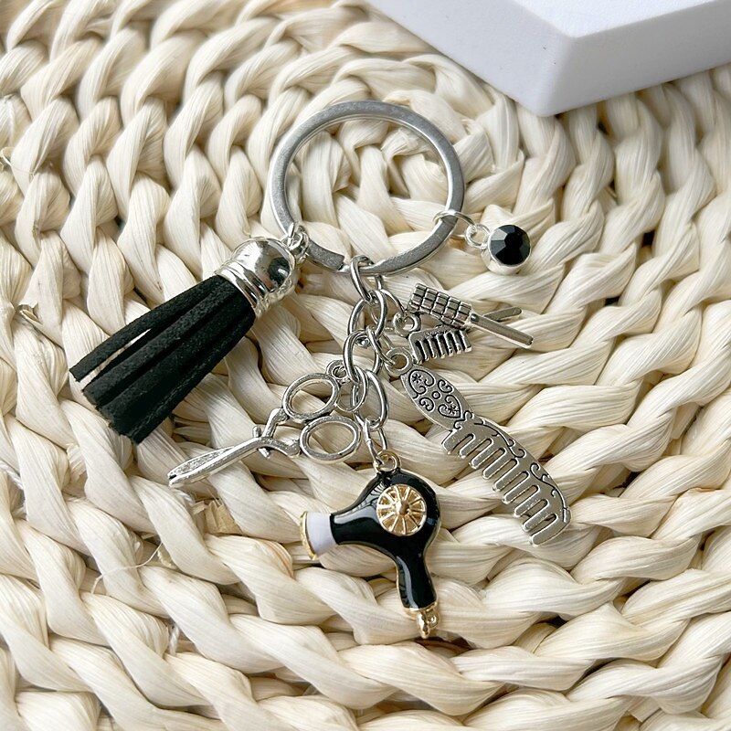 Hairstylist Gift Keychain Comb Scissors Charm Keychain Hairdresser Cosmetology Tassel Jewelry4