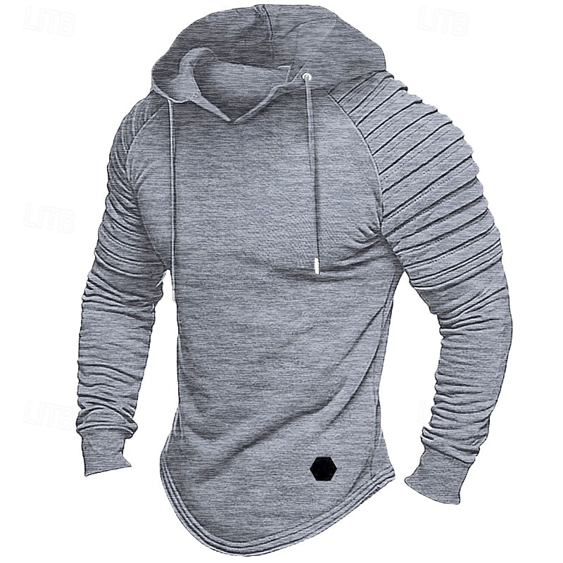 Men's T Shirt Hoodie Tee Top Long Sleeve Hoodie Hooded Lace Up Neck Summer Fall All Seasons Solid Color Fashion Designer Sporty Basic Hooded Street Casual Going out Black Wine Purple Top Tee for Men4