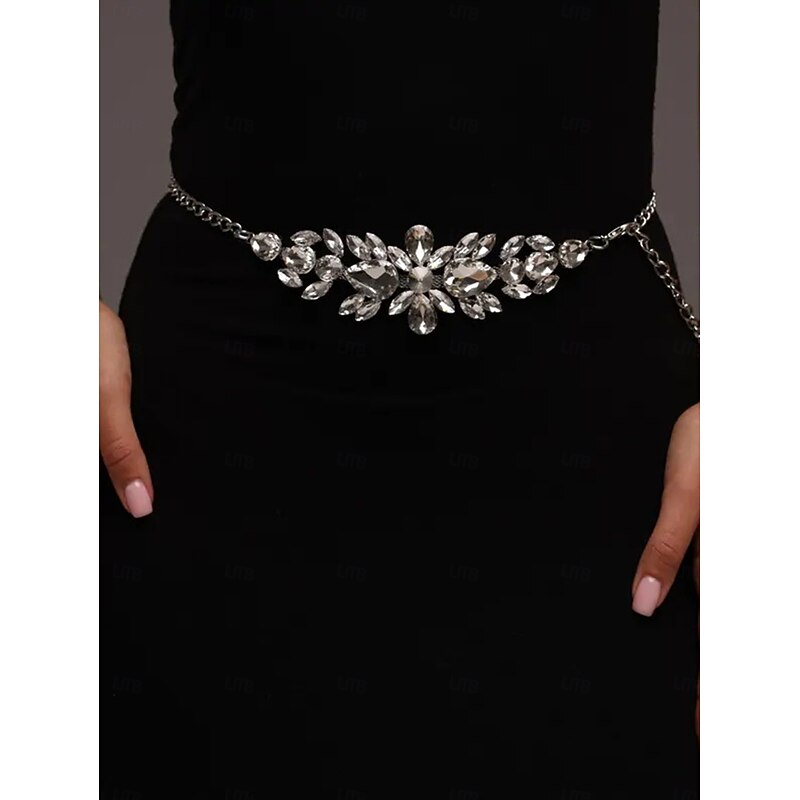 Women's Crystal Rhinestone Chain Belt, Elegant Sparkling Waist Jewelry Accessory for Dresses, Evening Gala & Party Outfits3