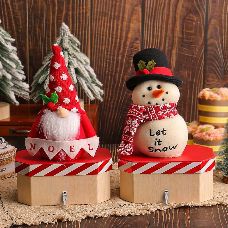 Christmas Desktop Figurine Candy Box Cute Kids Gift Box Xmas Table Decorations Holiday Party Favor Apple Box Ornament Seasonal Home Decor