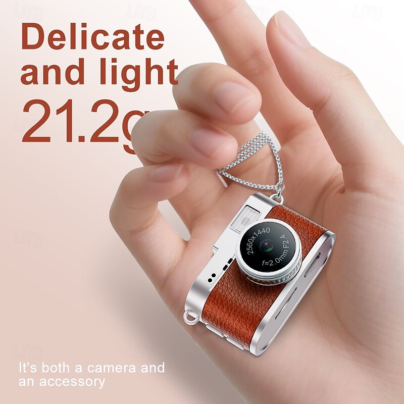 HD 2K Full-Screen Mini Thumb-Sized Digital Camera for Students Portable Photo and Video Camera with 1.47in IPS Screen