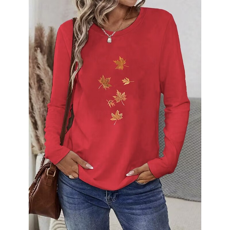 Women's T Shirt Floral Graphic Vintage Fashion Stylish Long Sleeve Crew Neck Round Neck Regular Tops Daily Weekend Print Black White Yellow Red Green Summer Spring Fall2