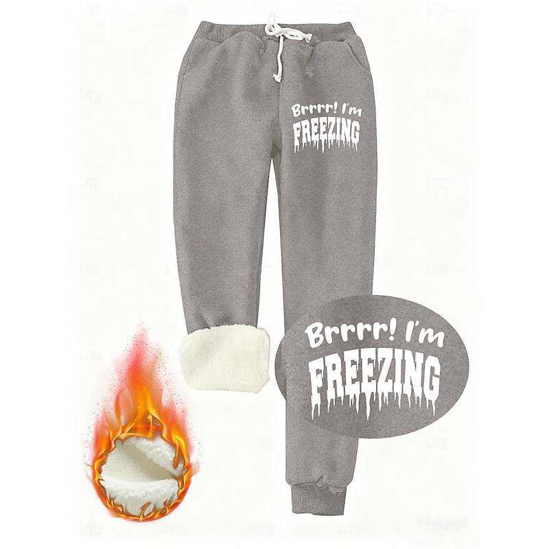 Women's Sweatpants Fleece Pants Joggers Fashion Basic Casual Full Length High Waist Letter Drawstring Pocket Print Thermal Warm Windproof Comfy Stretchy Vacation Street Causal Black Pink Dark Pink