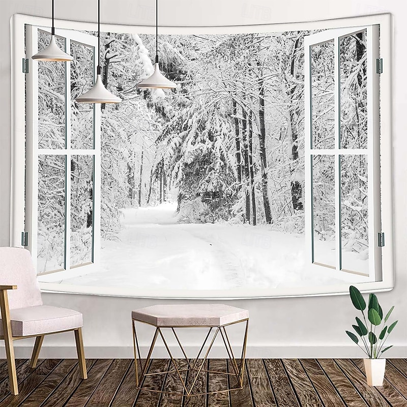 Christmas Tapestry Banners Blanket Winter Wonderland Cozy Party Living Room Dorm Shooting Backgrounds Yard Gift Home Decor2