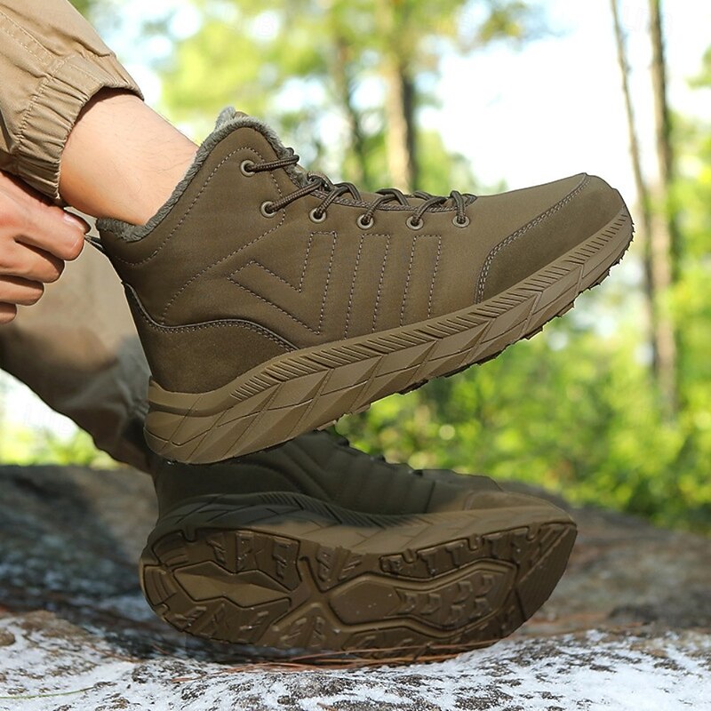 Men's Non-Slip Warm Winter Hiking Boots with Fur Lining, Outdoor Casual Ankle Sneakers for Cold Weather4