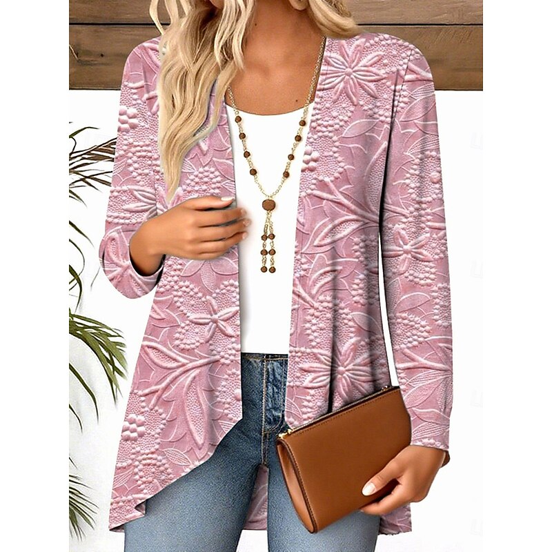 Women's Shirt Flowy Tops Floral Graphic Elegant Stylish Casual Long Sleeve Regular Tops Daily Holiday Asymmetric Hem Draped Pink Blue Green Khaki Spring Fall Winter3