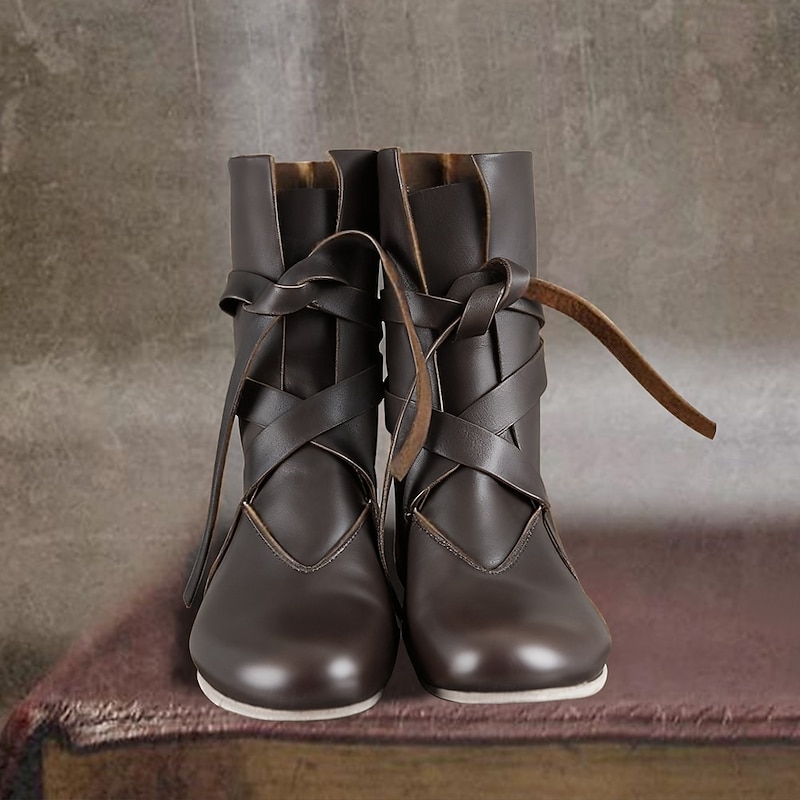 Retro Vintage Medieval Renaissance Shoes Flat Jazz Boots Turn Shoes Pirate Viking Ranger Fancy Dress Men's Women's Unisex Celtic Pirate Halloween Masquerade Party / Evening LARP Ren Faire Adults'3
