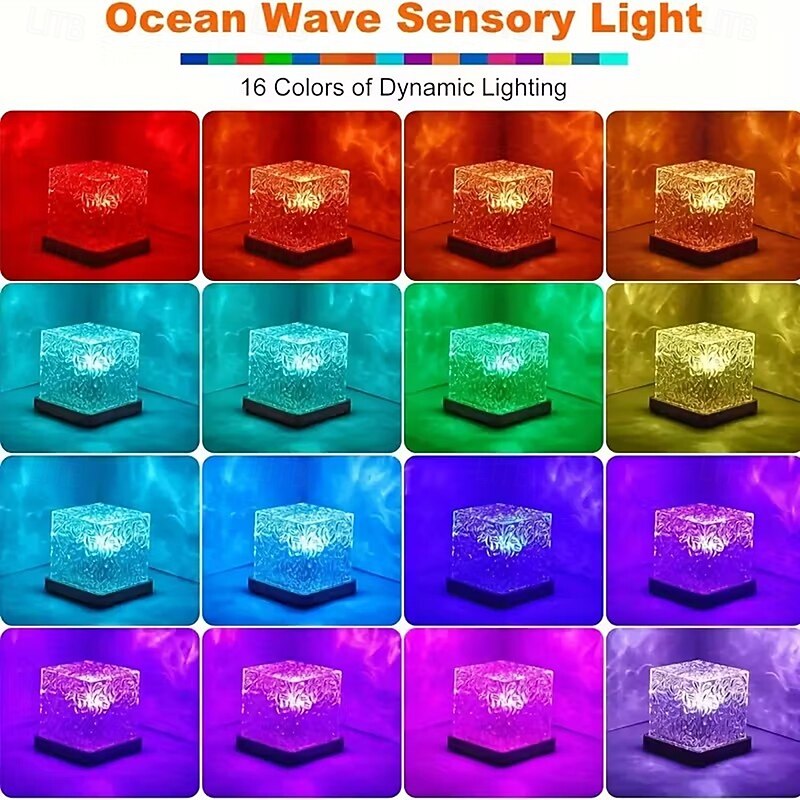 16 Color Water Ripple USB Night Light - Touch&remote Control Automatic Rotation Starry Sky Projection Effect - Perfect Romantic Gift for Christmas and Party Decoration4