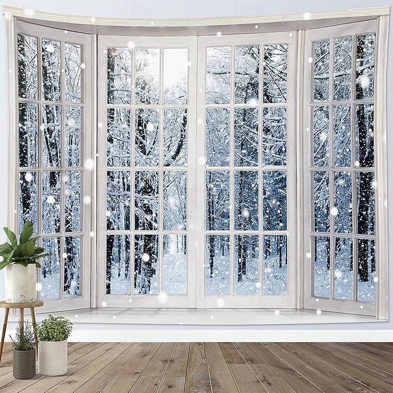 Christmas Tapestry Banners Blanket Winter Wonderland Cozy Party Living Room Dorm Shooting Backgrounds Yard Gift Home Decor4