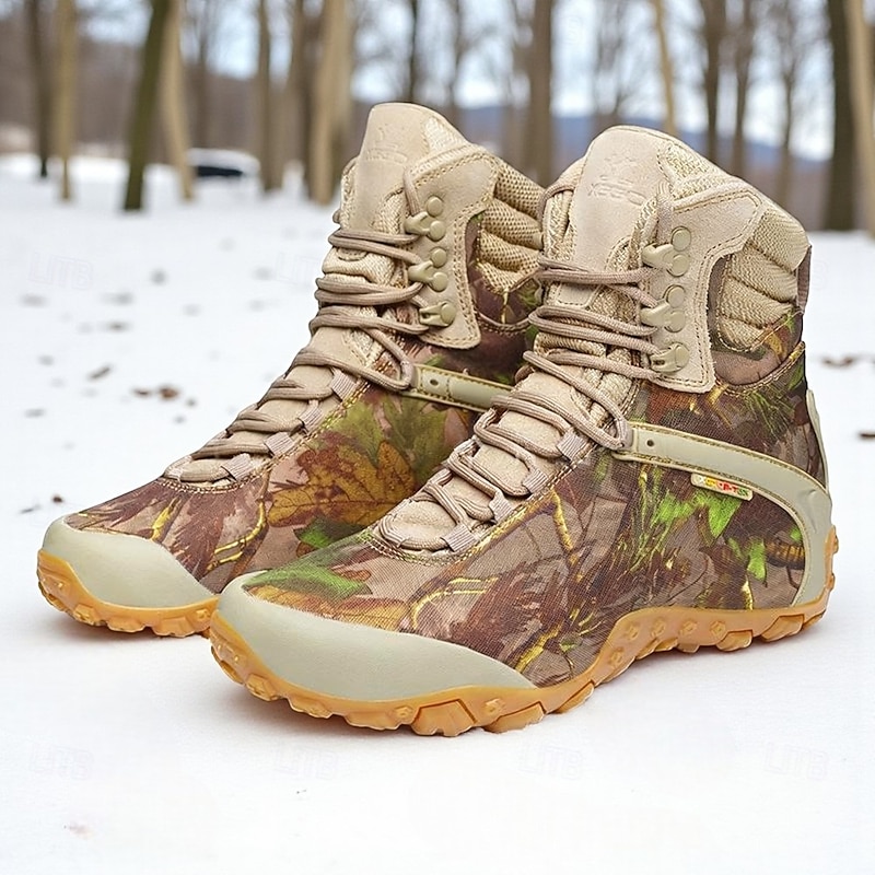 Men's Waterproof Camo Tactical Boots with Non-Slip Sole, Outdoor Hunting Hiking Military Combat Shoes