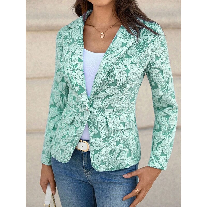 Women's Blazer Windproof Comfortable Buttons Christmas Elegant Active Fashion Solid Color Formal Anniversary Office Office / Career Single Breasted Regular Notch Lapel Loose Fit Long Sleeve Outerwear2