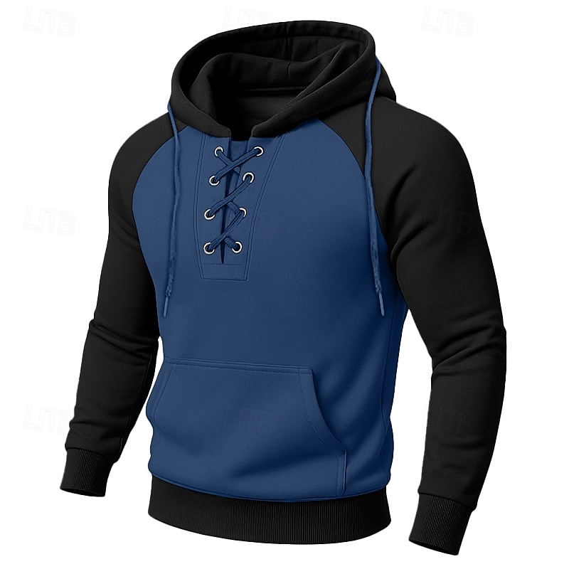 Men's Hoodie Full Zip Hoodie Tactical Hoodie Black Wine Army Green Navy Blue Khaki Hooded Plain Drawstring Patchwork Zipper Sports & Outdoor Casual Daily Streetwear Cool Sportswear Spring &  Fall3