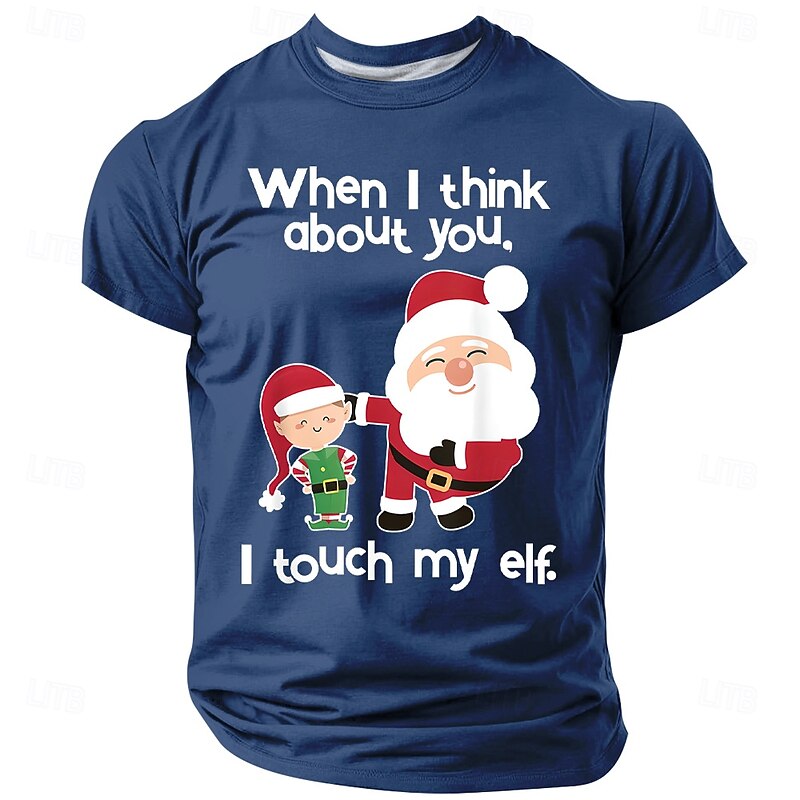 Christmas Men's Santa Claus Funny Slang T Shirt Short Sleeve T shirt 3D Print Crew Neck Shirt Daily Designer Artistic Vacation Party Street Black Red Blue All Seasons Clothing Apparel S M L XL XXL4