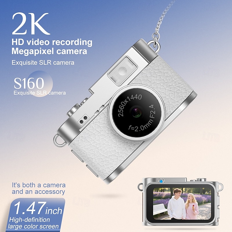 HD 2K Full-Screen Mini Thumb-Sized Digital Camera for Students Portable Photo and Video Camera with 1.47in IPS Screen3