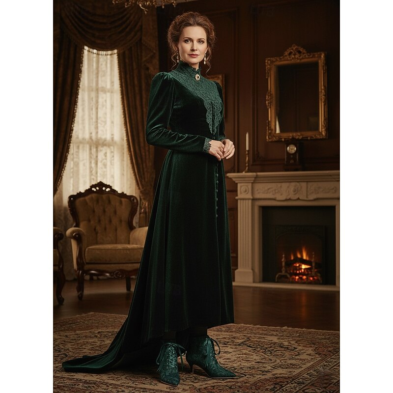 Women's Green Lace-Up Ankle Boots with Satin Ribbon and Kitten Heel - Vintage Victorian Style Dress Boots for Ladies, Perfect for Weddings, Gatsby Parties & Formal Events2