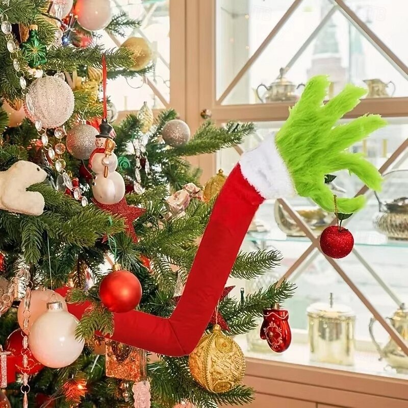 Christmas Green Monster Tree Ornament, Plush Hanging Holiday Decoration, Cute Christmas Party Gift, Festive Xmas Tree Decor3