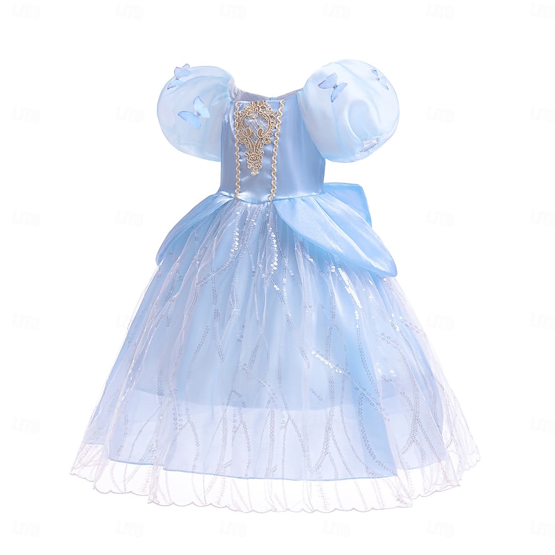 Frozen Fairytale Princess Elsa Flower Girl Dress Theme Halloween Costume Tulle Dresses Cosplay Movie Cosplay for Girls' Kid's Carnival Masquerade Wedding Wedding Guest2