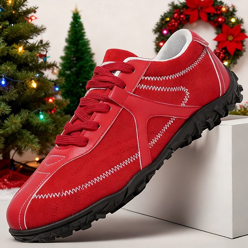 Men's Red Casual Sneakers with Stitch Detailing and Soft Sole, Breathable Sporty Shoes for Outdoor Activities, Walking and Daily Fashion